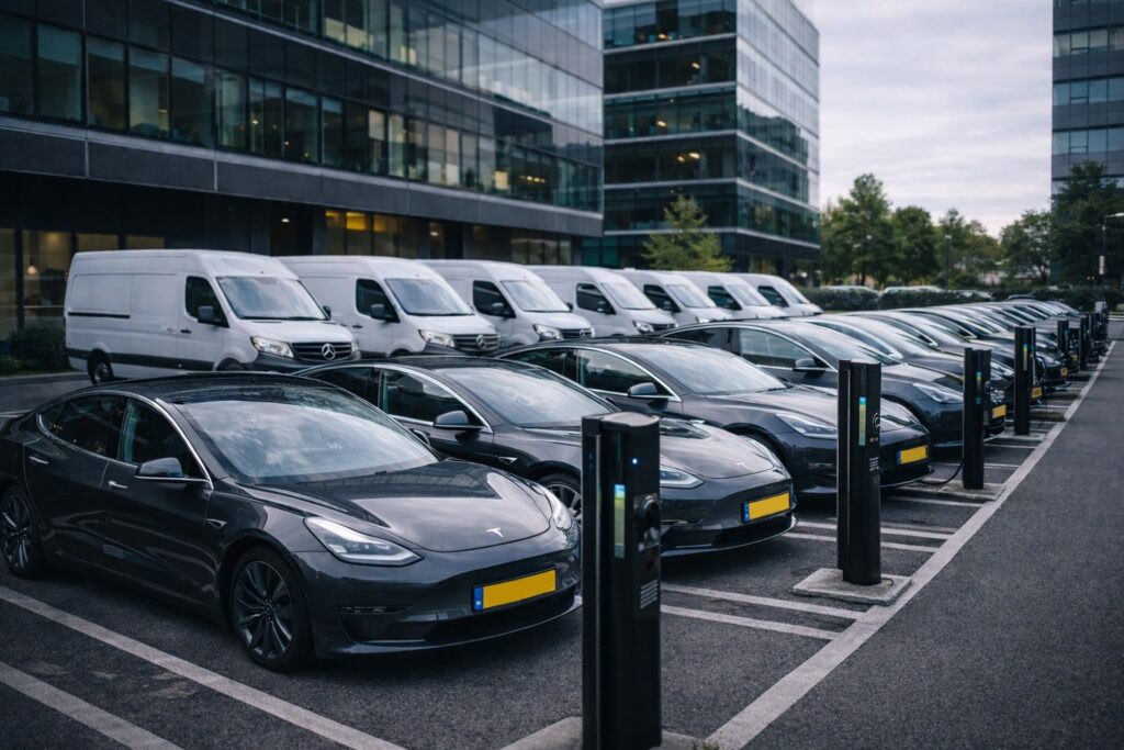 Meerdere Tesla Model 3 leaseauto's bij elkaar
